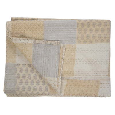 #ad Ox Bay Kandy Cotton Handmade Throw Beige amp; Gray 50quot; X 70quot; Made of 100% Cotton $31.97