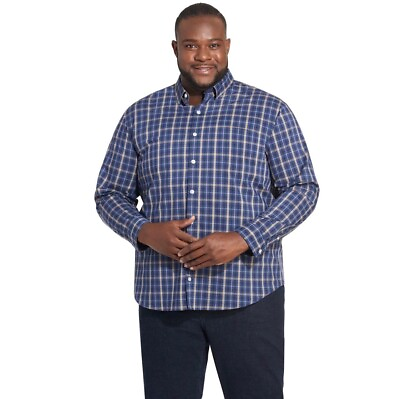 #ad Van Heusen Essential Cotton Never Tuck Long Sleeve Shirt Regular Fit 2XLT $29.99