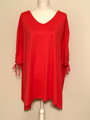 #ad Women#x27;s Pink Red Tunic Blouse Top Size 3X 24W 26W Terra amp; Sky 58quot; Chest $11.28