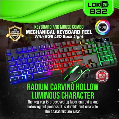 #ad Gaming Keyboard and Mouse LDK ai 832 USB Wired Gaming Keyboard Mouse Combo C $64.99