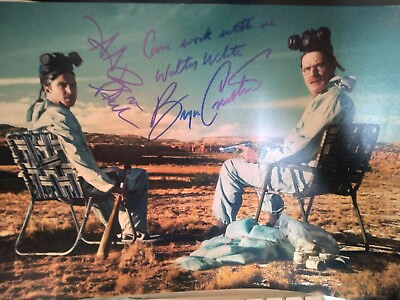 #ad autograph of breaking bad jessie pinkman and mr.white. 11x14 size . rare picture $599.99