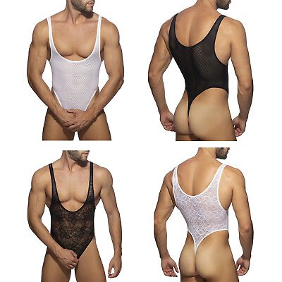 #ad Sissy Lingerie Men See through Leotard Bodysuit Crossdress Nightwear Clubwear $13.10