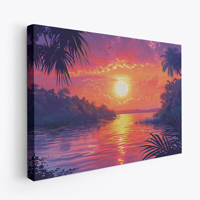 #ad Under The Sun Vintage Landscape Design 8 Horizontal Canvas Wall Art Print $149.99