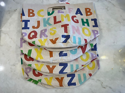 #ad Canvas Bag Basket 4pk ABC Alphabet Storage w Handles Natural Multicolor Letters $5.00