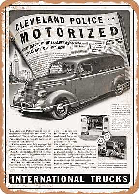 #ad METAL SIGN 1939 International D 2 Panel Truck Cleveland Police Motorized $18.66
