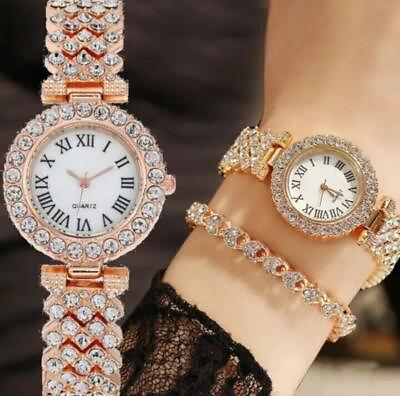 #ad Bracelet Watch Wrist Quartz Watch Analogue Sliver Rose Gold Gifts Ladies Women $7.59