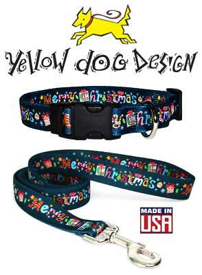 Yellow Dog Design Collar or Leash Merry Christmas Gift XS S M L USA Made $13.95