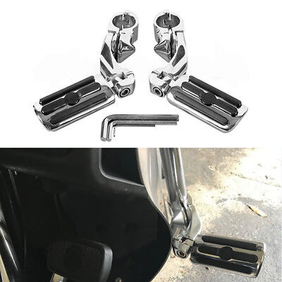 #ad 1 1 4quot; Motorcycle Footrests Foot Pegs Chrome Aluminium Pedal Pads Clamps Mounts $71.99