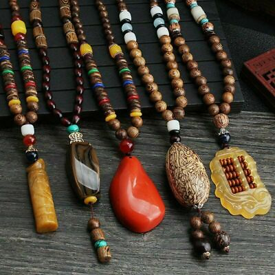 #ad #ad Women#x27;s Retro Wooden Beads Long Sweater Chain Necklace Pendant Jewelry Fashion C $4.20