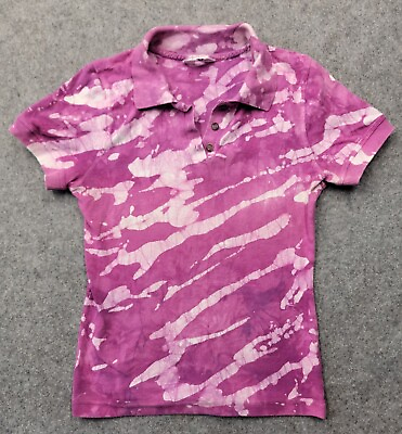 #ad Hard Tail Forever Womens Pink Tie Dye Polo Shirt Size M Shortsleeve USA Made $15.20