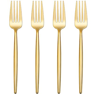 #ad 90 Pcs Gold Plastic Forks Gold Plastic Silverware Gold Disposable Utensils... $41.39