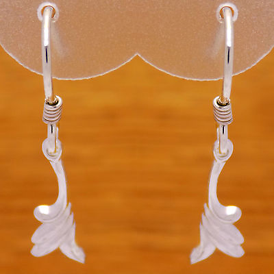 #ad Charming Solid 925 Sterling Silver Stylish Cute Flower Leaf Dangle Hook Earrings $13.86