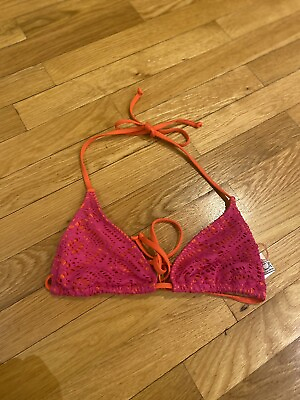 #ad BECCA By Rebecca Virtue Bikini Top size S Pink Orange Bathing Suit Swim $15.00