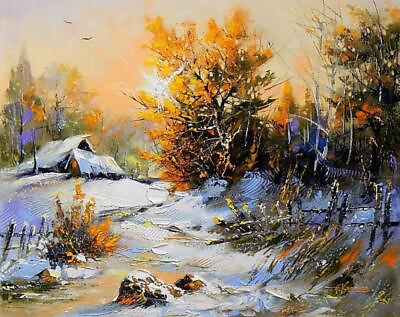 #ad 36quot;HandPainted winter Oil Painting Landscape on Canvas for Home Decor Modern Art $81.37