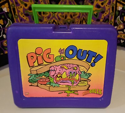 #ad Vintage 80#x27;s MADBALLS #x27;Pig Out#x27; Plastic Lunchbox $70.00
