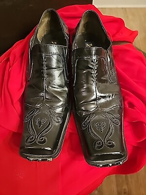 #ad Fiesso By Aurelio Black Leather Shoes Size 9 $65.00