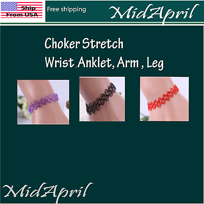 #ad Choker Stretch Wrist arm leg anklet Elastic Tattoo Chain Collar US $2.19