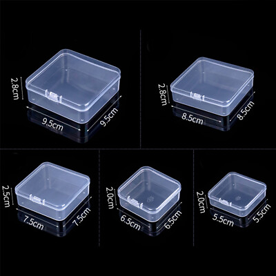 #ad Home Mini Square Clear Plastic Small Box Jewelry Storage Container Beads Case $1.23