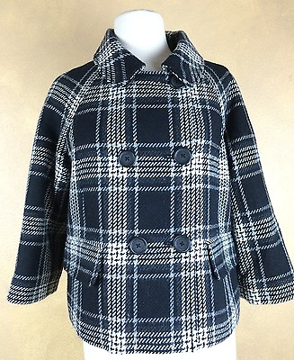#ad DKNY Plaid Swing Jacket 3 4 Sleeve Faux Pockets Wool Blend SIze Medium  $39.95