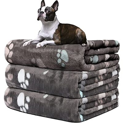 #ad 1 Pack 3 Blankets for Dogs Super Soft Fluffy Medium30x20Inch Grey Pack of 3 $30.05