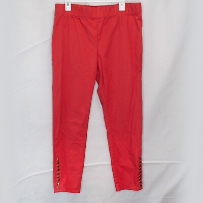 #ad Soft Surroundings Metro Legging Pants Womens Large L Orange Pull On Snaps F07X $17.99