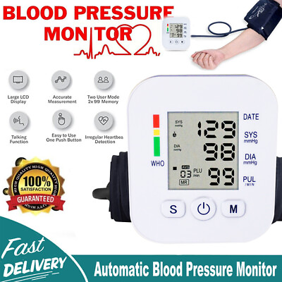 #ad Automatic Upper Arm Blood Pressure Monitor Pulse Meter BP Machine Voice Talking $14.98