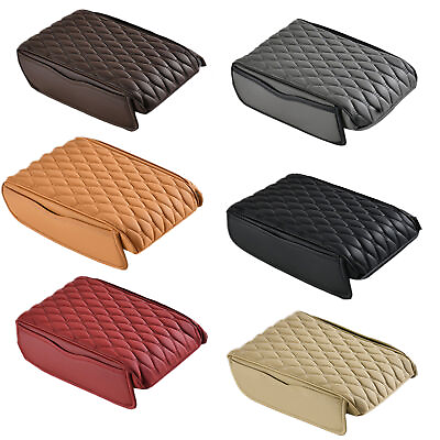 #ad PU Leather Car Armrest Mat Wave Embroider Center Console Arm Rest Protection Pad $22.18
