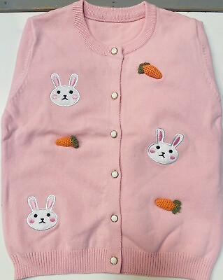 #ad Girls Cute Cotton Cardigan Long Sleeve Button Up Rabbit Carrot Sweater Cardigans $9.90