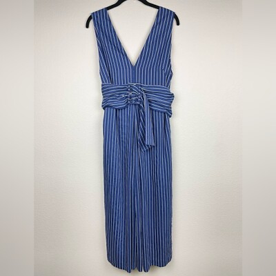 #ad REVOLVE C Meo Collective Women#x27;s Medium Navy Shadow Jumpsuit Striped Culotte $75.00