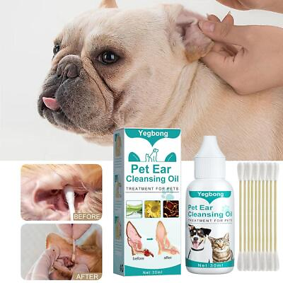 #ad Ear Cleaner Drops For Pet Dog Puppy Cat Kitten Kill Ear Mites Fluid 30ml US $2.75