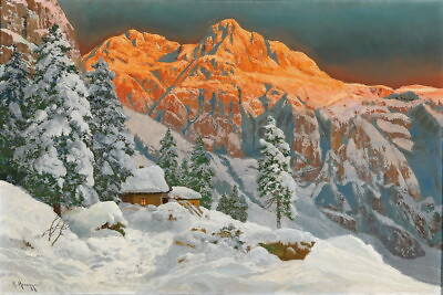 #ad Mountain Landscape in Winter oil Painting Art Giclee Printed on Canvas P1952 $11.99