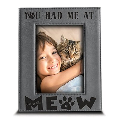#ad You Had Me At Meow Cat Frame Pet Frame Engraved Leather Picture Frame 4 x ... $33.12