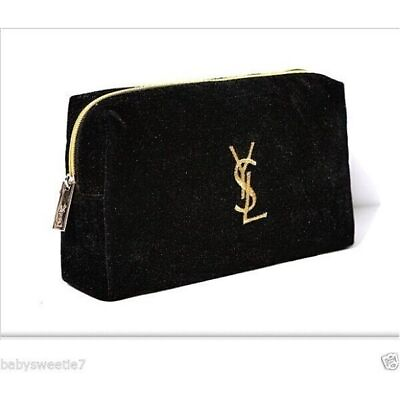 #ad #ad COSMETIC BAG YSL WITH GOLD COLOR LOGO BLACK $15.38