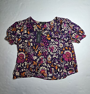 #ad Rachel Zoe Purple Floral Lightweight Shirt Women#x27;s Size Medium $15.99