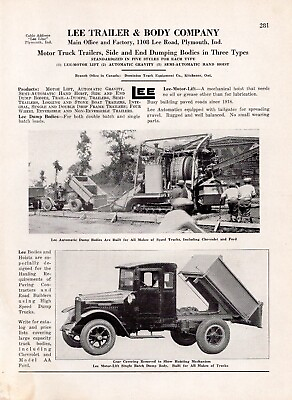 #ad 1928 Lee Trailer and Body Side and End Dump Bodies Semi Automatic Print Ad 32 $11.99