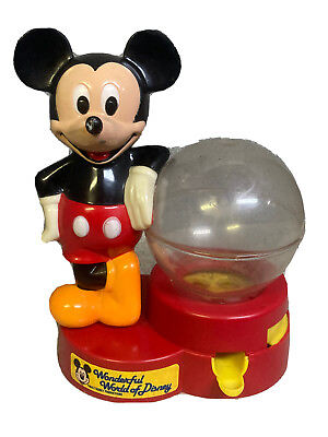 #ad Vintage 1986 Mickey Mouse Bank Gumball Machine Wonderful World Of Disney $18.77
