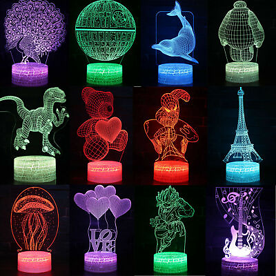 #ad 3D Night Light Touch Bedside Lamp 7 Colors Changing LED Lamps Perfect Gifts $16.99