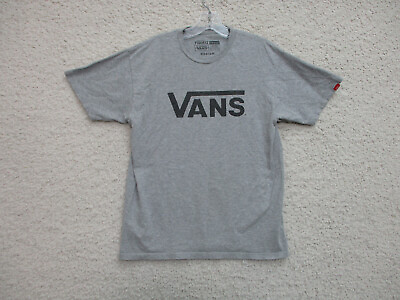 #ad Vans Shirt Medium Adult Gray Spell Out Logo Classic Fit Stretch Cotton Mens M $10.20