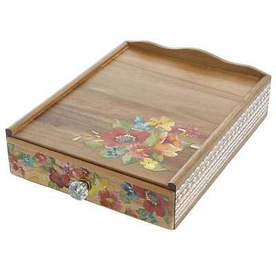 #ad The Pioneer Woman Wildflower Whimsy 4 Compartment Wooden Coffee Pod Organizer F $35.00