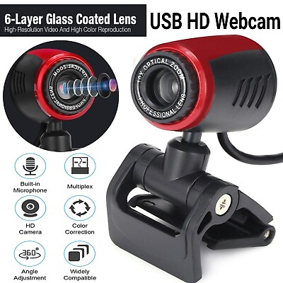#ad HD 1080P Webcam USB Computer Web Camera With Microphone For PC Laptop Desktop $8.59