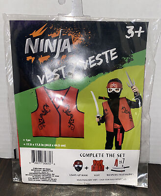 #ad Ninja Vest For Halloween Costume Birthday Party supplies Age 3 Red Fun $4.50