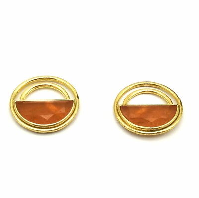 #ad Handmade Gold Plated Carnelian Stone Light Weight Designer Stud Earring E8 162 2 $12.52