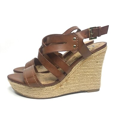 #ad G by Guess Ethela Wedge Espadrille Sandals Brown Strappy Size Women#x27;s 7M NEW $21.48