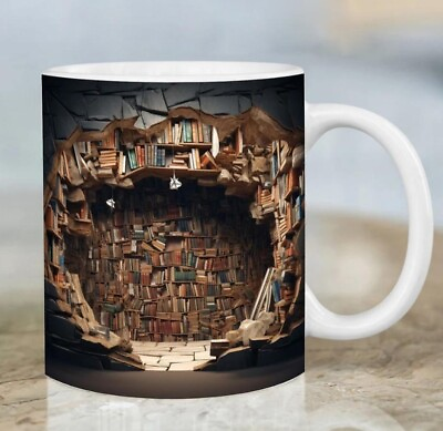 #ad 3D Creative Effect Bookshelf Mugs Coffee Mug Gifts For Book Lovers Friend $15.99