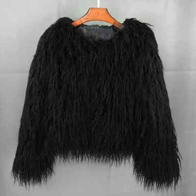#ad Wool Faux Fur Coat Women Furry Pink Lamb Plus Size Winter Artificial Fur Jacket $90.96