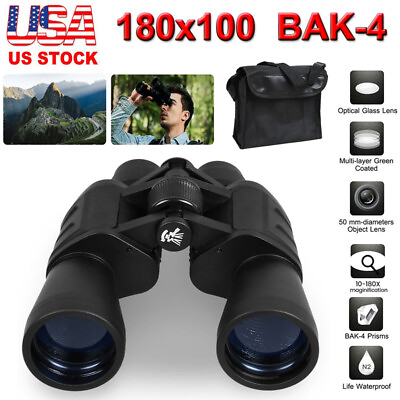 #ad 180X100 HD Military Zoom Binoculars Day Night Optics Hunting Telescope With Case $24.99