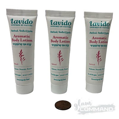 #ad LOT 3 Lavido Aromatic Body Lotion Patchouli Vanilla Jojoba 30mL 1.01 oz ea NEW $9.00