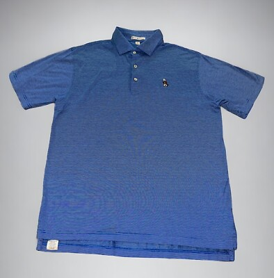 #ad Peter Millar Polo Shirt Mens Blue Striped Lightweight Adult Medium $32.66