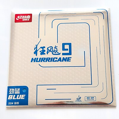 #ad DHS Hurricane 9 Blue New Colour Table Tennis Racket Rubber Ping Pong Rubber $43.10