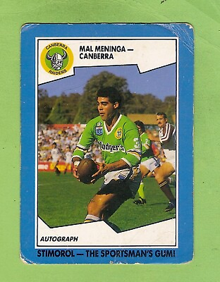 #ad 1989 STIMOROL RUGBY LEAGUE CARD #40 MAL MENINGA CANBERRA RAIDERS AU $5.00